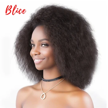 Blice-Kinky Straight Kanekalon perucas sintéticas para mulheres negras, resistente ao calor, afro-americano, peruca completa, curto, 6"