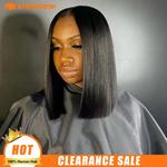 Straight Lace Frontal Bob Perucas, Cabelo Humano, Glueless, HD, Transparente, 13x4