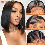 Straight Lace Frontal Bob Perucas, Cabelo Humano, Glueless, HD, Transparente, 13x4