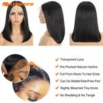 Straight Lace Frontal Bob Perucas, Cabelo Humano, Glueless, HD, Transparente, 13x4