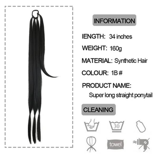 Extensões de rabo de cavalo para mulheres, corda de cabelo, fibra de alta temperatura, preto, marrom, bricolage