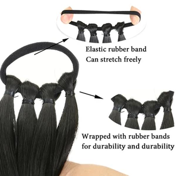 Extensões de rabo de cavalo para mulheres, corda de cabelo, fibra de alta temperatura, preto, marrom, bricolage