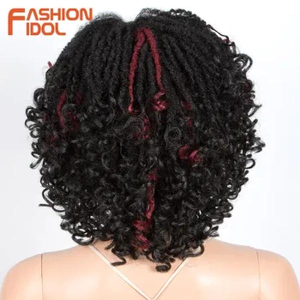 FASHION IDOL-Afro Kinky peruca sintética encaracolada para mulheres negras, não-laço Dreadlock, cabelo grande, curto Bob peruca, 14"