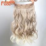 MODA IDOL-Clipe Invisível Em Extensões De Cabelo, Tecer Cabelo Sintético, Ombre Loira, 1 Peça Hairpiece, Linha De Peixe, 20 ", Falso