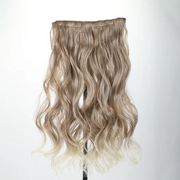 MODA IDOL-Clipe Invisível Em Extensões De Cabelo, Tecer Cabelo Sintético, Ombre Loira, 1 Peça Hairpiece, Linha De Peixe, 20 ", Falso