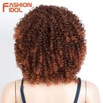 MODA-peruca sintética Afro Kinky para mulheres negras, cabelos encaracolados, onda de água, Ombre Brown, resistente ao calor, 14 Polegada Bob perucas