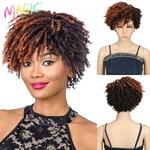 Magic-peruca encaracolada afro com arranca para mulheres negras, peruca Dreadlock curta, ombre, preto, loiro, crochê sintético, 10 polegadas