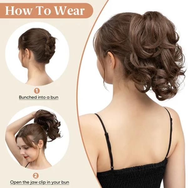 SARLA-Clipe Sintético Em Extensões De Rabo De Cavalo Hairpiece, Premium Bun De Cabelo, Loiro Falso, Natural Pigtail Falso, Garra DIY, P026