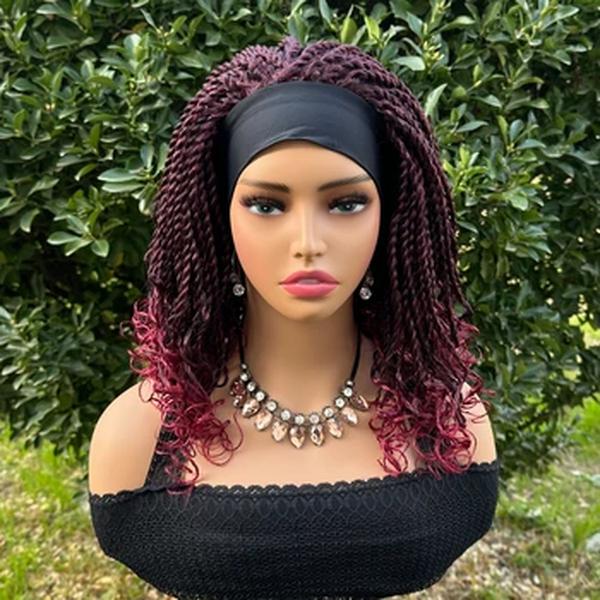 Curto trançado Headband perucas para mulheres negras, Bob peruca, cabelo trançado sintético africano, caixa