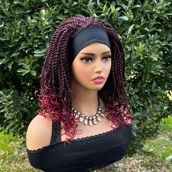 Curto trançado Headband perucas para mulheres negras, Bob peruca, cabelo trançado sintético africano, caixa