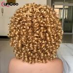 Peruca de cabelo curto afro encaracolado para mulheres negras, perucas louras naturais com Franja, ombre sintético fofo, perucas cosplay lolita, sem cola