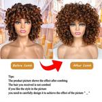 Peruca de cabelo curto afro encaracolado para mulheres negras, perucas louras naturais com Franja, ombre sintético fofo, perucas cosplay lolita, sem cola