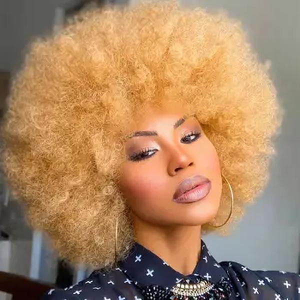 Curto Sintético Afro Perucas Para As Mulheres Negras Africano Preto Rosa Fluffy Cosplay Suave Cabelo Natural Afro Kinky Peruca Encaracolado Com Franja