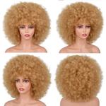 Curto Sintético Afro Perucas Para As Mulheres Negras Africano Preto Rosa Fluffy Cosplay Suave Cabelo Natural Afro Kinky Peruca Encaracolado Com Franja