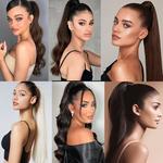 24 polegada sintético garra clipe em linha reta rabo de cavalo extensão do cabelo rabo de cavalo cabelo extensão para mulheres pônei cauda hairpiece