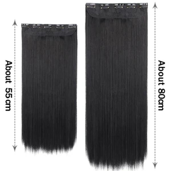 Sintético 5 grampo em extensões de cabelo longo em linha reta penteado preto castanho loiro 80cm natural falso cabelo para mulher