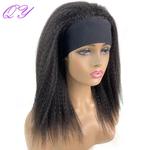 Sintético Africano Direto Headband Perucas para Mulheres, Preto Natural, Comprimento Médio, Penteado, Afro, Yaki, Kinky, Diário, Cabelo Feminino