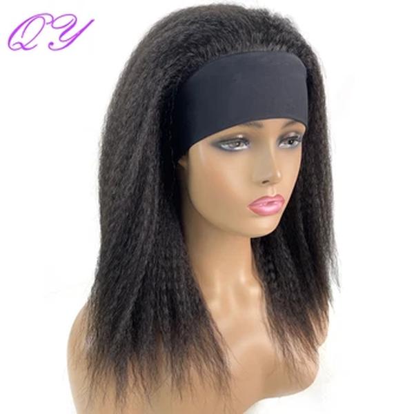 Sintético Africano Direto Headband Perucas para Mulheres, Preto Natural, Comprimento Médio, Penteado, Afro, Yaki, Kinky, Diário, Cabelo Feminino