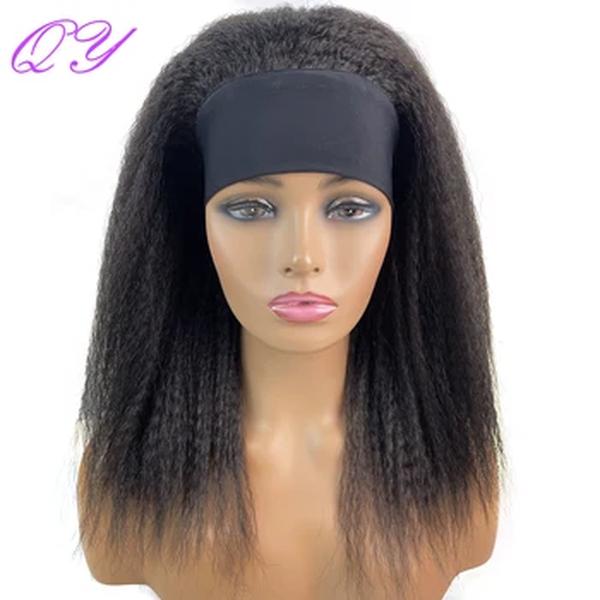 Sintético Africano Direto Headband Perucas para Mulheres, Preto Natural, Comprimento Médio, Penteado, Afro, Yaki, Kinky, Diário, Cabelo Feminino