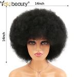 Peruca Afro Kinky Curly com Franja para mulheres negras, peruca sintética macia, peruca Cosplay sem cola, marrom natural e preto, anos 70 grandes