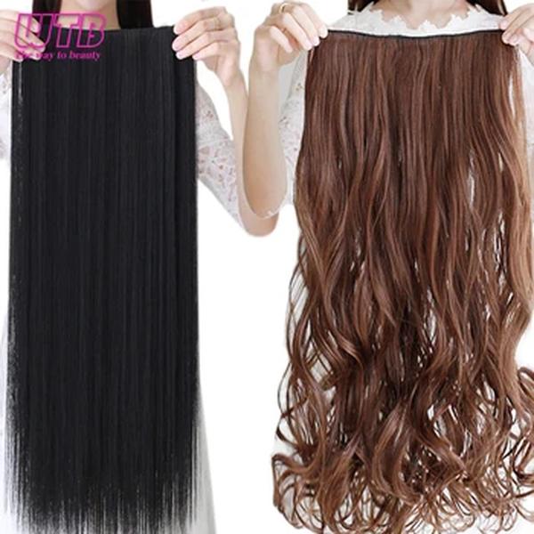 Wtb sintético 100cm 5 clipe na extensão do cabelo resistente ao calor longo reto preto falso peruca para as mulheres natural cabelo falso 5 siz