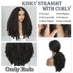 X-TRESS-Peruca Afro Curly V Part para Mulheres Negras, Kinky Straight com Pontas Encaracoladas, Glueless, Sem Deixar de Fora, Clip em Metade Perucas Sintéticas