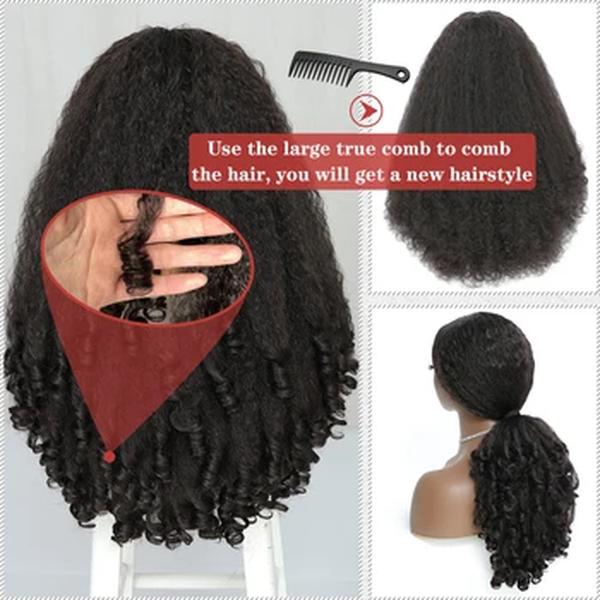 X-TRESS-Peruca Afro Curly V Part com Cachos Bouncy para Mulheres, Cabelo Sintético Kinky, Liso, Sem Cola, Sem Deixar de Fora, Clip ao Meio