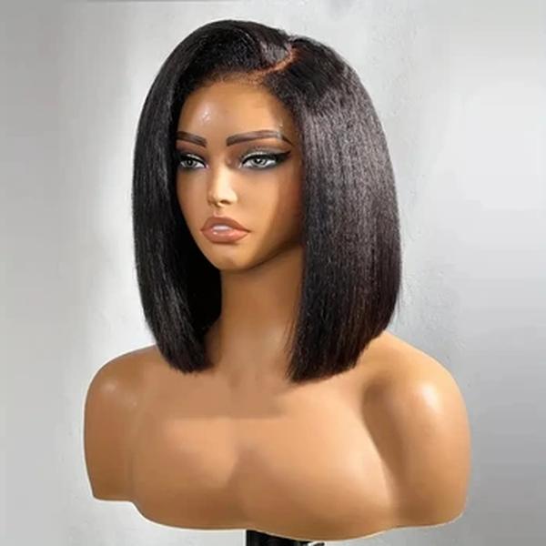 Yaki Straight Cabelo Humano Bob Perucas para Mulheres, T Parte do Meio, 4x4 Closue, 13x4 Lace Frontal Perucas Curtas Kinky Straight Lace Front Perucas