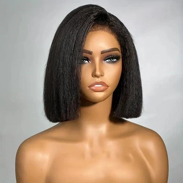 Yaki Straight Cabelo Humano Bob Perucas para Mulheres, T Parte do Meio, 4x4 Closue, 13x4 Lace Frontal Perucas Curtas Kinky Straight Lace Front Perucas