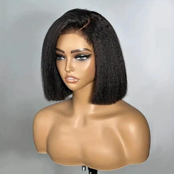 Yaki Straight Cabelo Humano Bob Perucas para Mulheres, T Parte do Meio, 4x4 Closue, 13x4 Lace Frontal Perucas Curtas Kinky Straight Lace Front Perucas