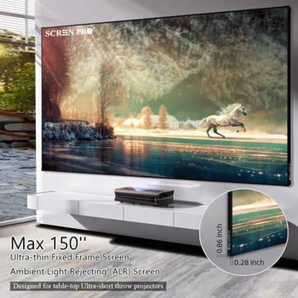 Tela do projetor ALR com moldura, prisma em T, rejeição da luz ambiente, projeção de vídeo UST, cristal cinza, 100 "-150", 4K, Novo, 2023