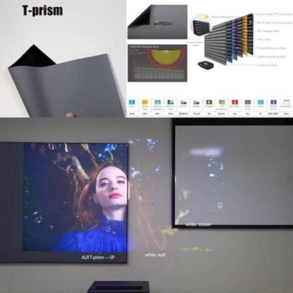 Tela do projetor ALR com moldura, prisma em T, rejeição da luz ambiente, projeção de vídeo UST, cristal cinza, 100 "-150", 4K, Novo, 2023