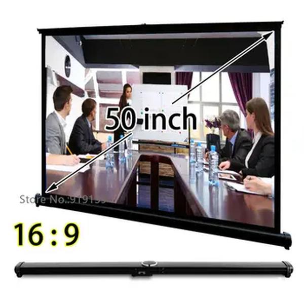 Mini tela de projeção aberta fácil, 50 polegadas, 16x9, tela widescreen ultra hd, 3d, display para reunião comercial