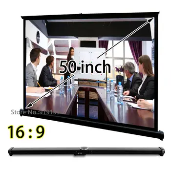 Mini tela de projeção aberta fácil, 50 polegadas, 16x9, tela widescreen ultra hd, 3d, display para reunião comercial