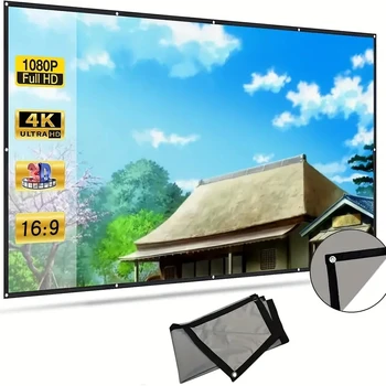 Sem Perfuração Ganchos para Outdoor Camping Estilo, Metal Anti Light Screen, alta definição Daytime Direct Projection Screen