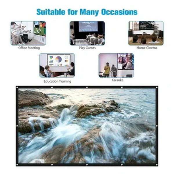 Sem Perfuração Ganchos para Outdoor Camping Estilo, Metal Anti Light Screen, alta definição Daytime Direct Projection Screen