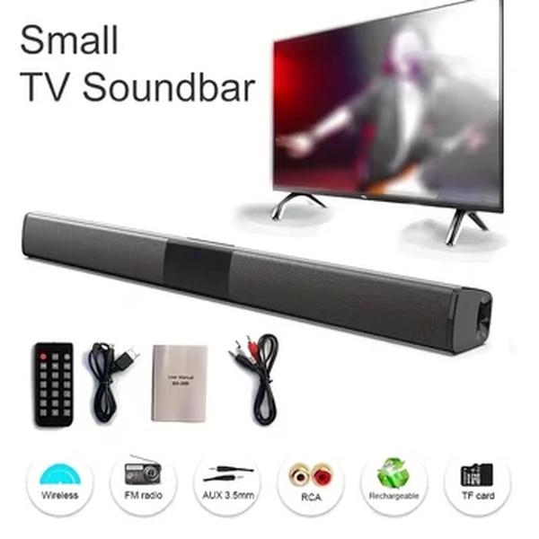 Barra de Som BT sem fio para Home Theater, Som Surround com PC, TV, AUX, TF, Rádio FM e mais, 20W