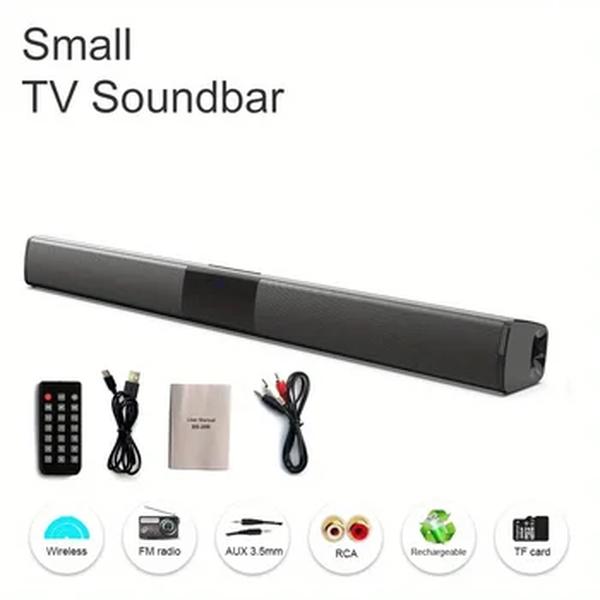 Barra de Som BT sem fio para Home Theater, Som Surround com PC, TV, AUX, TF, Rádio FM e mais, 20W