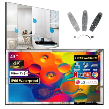 Soulaca 43 polegadas webOS Espelho Inteligente 4K TV WiFi para Banheiro Impermeável TV LED Embutido Alexa Bluetooth Hotel