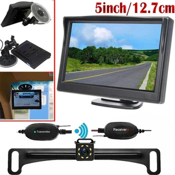 Sem fio Car Monitor Display para Rear View, TFT LCD, câmera de backup reversa, TV Display, Car Styling, 5"