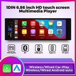 1DIN MP5 6.86-Polegada Rádio Do Carro Para Universal Reprodutor de vídeo multimídia HD Touch Suporte Carplay Sem Fio Android AUTO AUX USB SWC BT