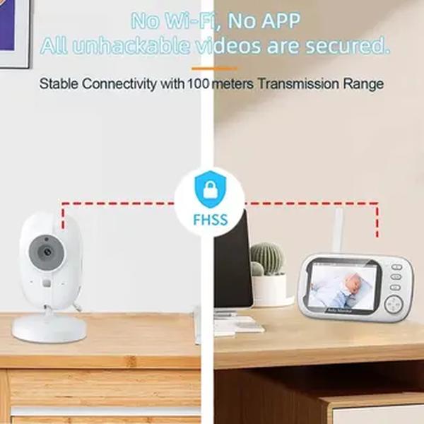 Câmera de Vídeo Vigilância com Temperatura, Monitor do Bebê, Conversa Áudio Bidirecional, Visão Noturna, Câmeras de Segurança, 2.4G, Mãe e Criança, 3.5"