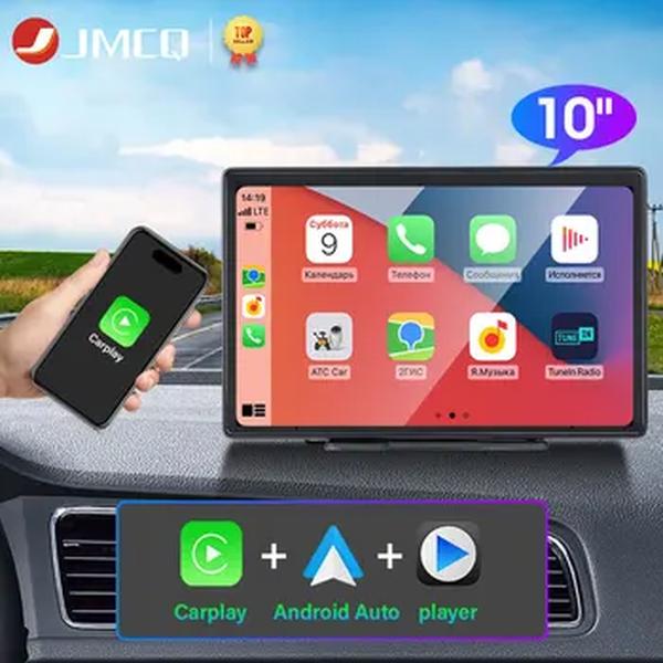 JMCQ-Leitor de Vídeo Multimídia Smart Screen, Carplay Sem Fio, Auto Rádio de Carro Android para Apple, Estéreo, 10"