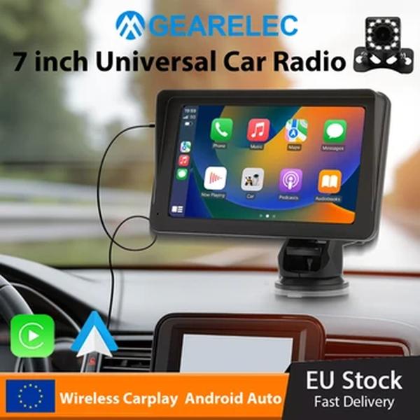 Leitor de vídeo multimídia portátil, rádio do carro, CarPlay sem fio, Android, 7 Polegada Touch Screen, USB, AUX, FM, câmera de visão traseira